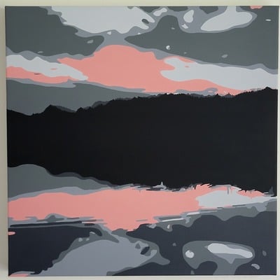 Pink reflection - original painting - square