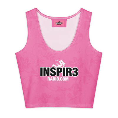 Woman pink inspir3 radio dragon floral print crop top