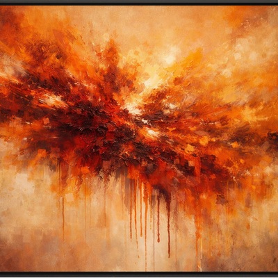 Radiant orange red abstract wall art print 36x24
