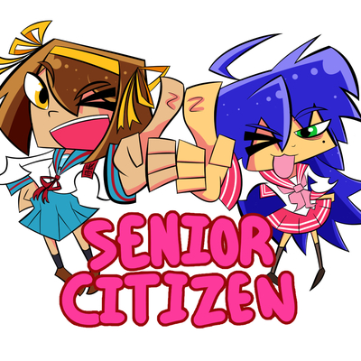 Haruhi suzumiya and lucky star senior citizen 2'' sticker