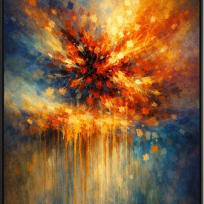 Large abstract wall art blue orange modern 24x36 unframed art print
