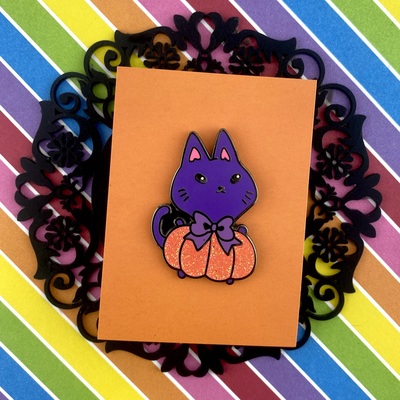 Defects only pumpkin cat hard enamel pin last one 