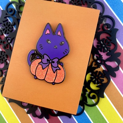 Defects only pumpkin cat hard enamel pin last one 