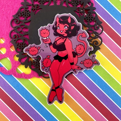 Red demon girl sticker