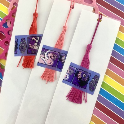 Valentines day monster girls thin bookmark 