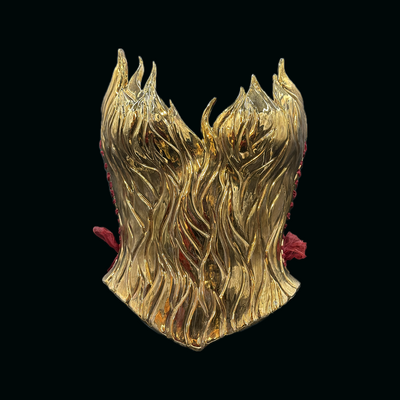Gold fire 3 piece wearable ceramic corset by: nicole moan 