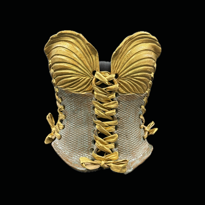 Gold mermaid 4 piece wearable ceramic corset by: nicole moan 