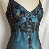 Vintage Spaghetti Strap Exquisite Floral Beading Long Chiffon Prom Evening Dress - Thumbnail 2
