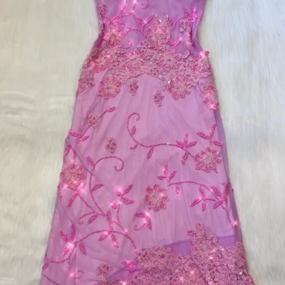 Spaghetti straps a line pink lace prom dresses formal evening dress 