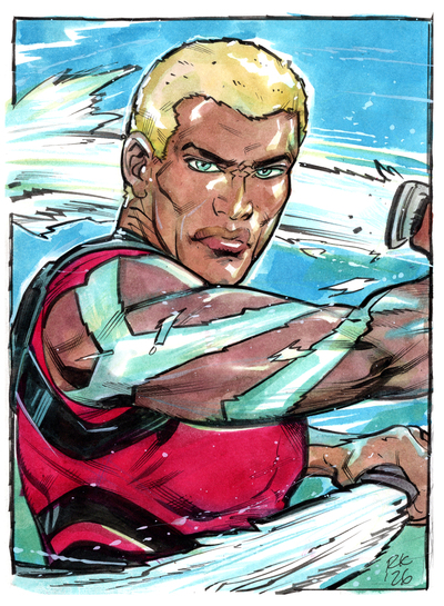 AquaLad Young Justice Miles Morales Original Color Sketch
