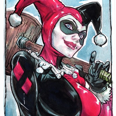 Harley quinn original color sketch