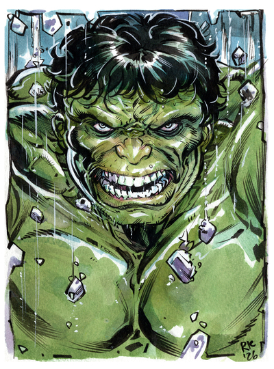 Incredible Hulk Original Color Sketch