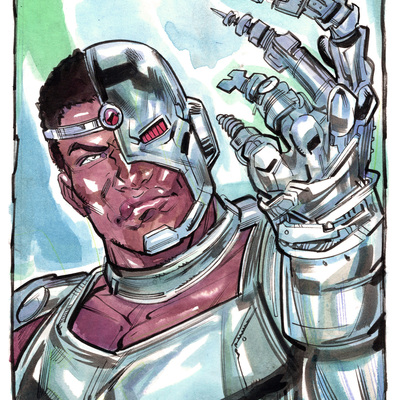 Cyborg teen titans original color sketch