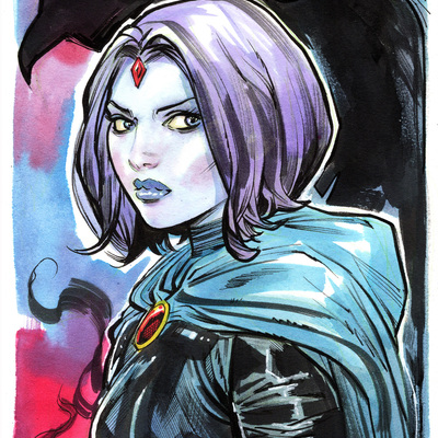 Raven teen titans original color sketch
