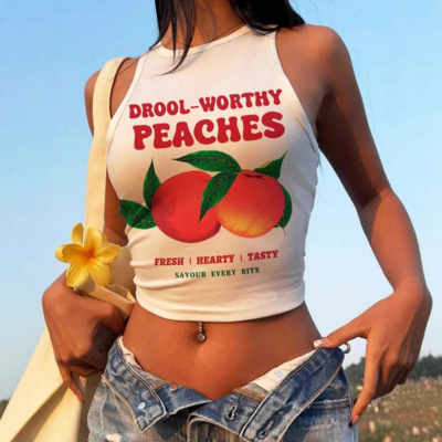 High waist peaches print tank top
