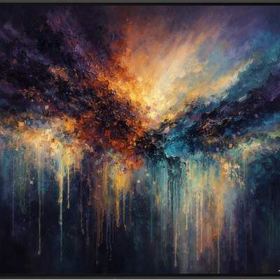 36x24 blue & gold abstract landscape wall art print - modern home decor