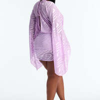 Lavender Open Back Mesh Dress - Thumbnail 1