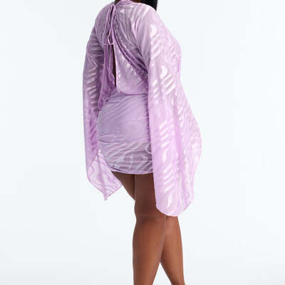 Lavender open back mesh dress