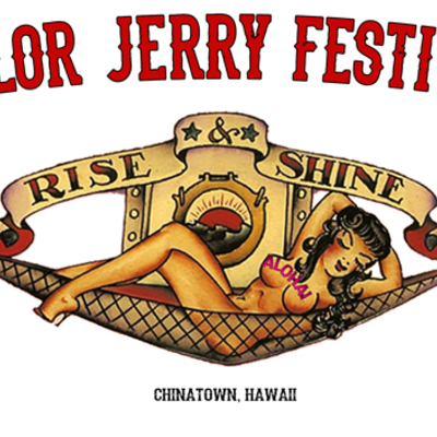 Sailor jerry fest t-shirt rise - aloha // traditional cut (full-color on white, ash grey, or black fabric) - Thumbnail 1