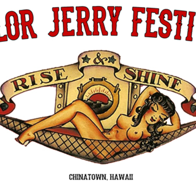 Sailor jerry fest t-shirt rise - nekkid // traditional cut (full-color on white, ash grey, or black fabric)