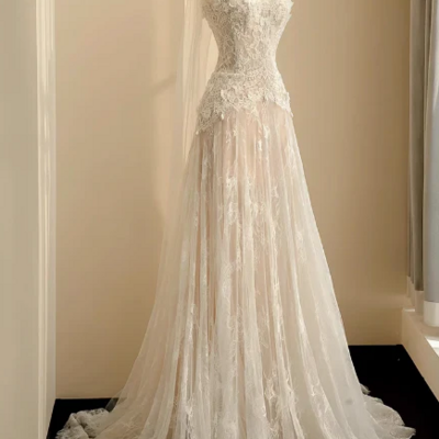 Princess sweetheart lace a line tulle wedding dress bridal gown