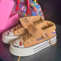 Hand-painted Kitty canvas high-top sneakers - Thumbnail 4