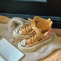 Hand-painted Kitty canvas high-top sneakers - Thumbnail 2