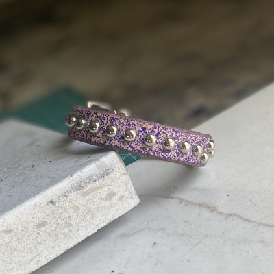 Premade speckled royal blue tiny dome studs wristband