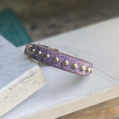 Premade speckled royal blue small dome studs wristband