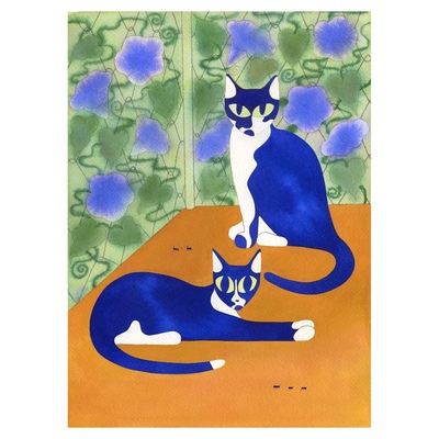 Morning glory cats print