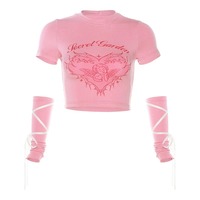 Pink "Secret Garden" graphic crop top - Thumbnail 5