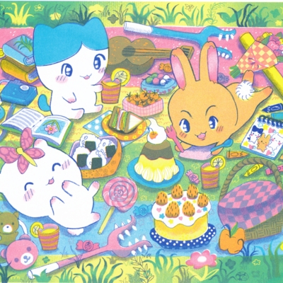 Picnic with friends risograph print