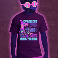 Cyber Cat Computer Cafe T-Shirt - Thumbnail 2