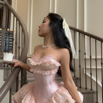 Princess sweetheart neck pink satin a-line short homecoming dress birthday dress