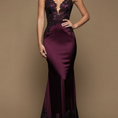 Mermaid purple stain lace mother of the bride/ groom dresses formal evening dress