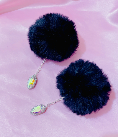 Black Pom Earrings 