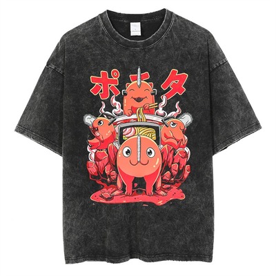 Anime cartoon print t-shirt