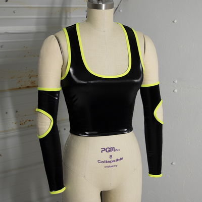 Ooak "ufo" tank + gloves set - blk/ylw - Thumbnail 1