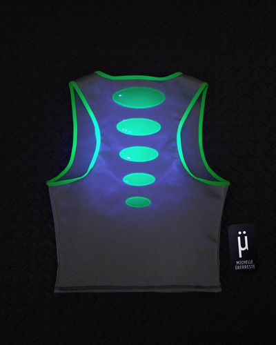 Ooak "unidentified fashion object" tank -  silvr/grn