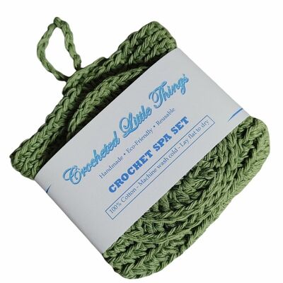 Crochet spa set – eco‑friendly cotton face scrubbies & soap saver gift set