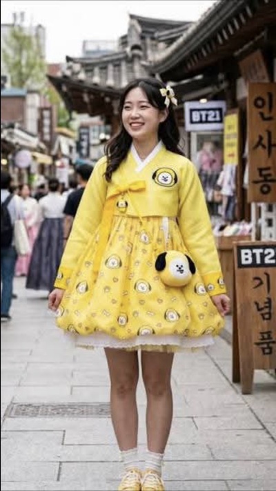 Custom Order for Janet — Modern Hanbok style jacket & handpainted bubble skirt