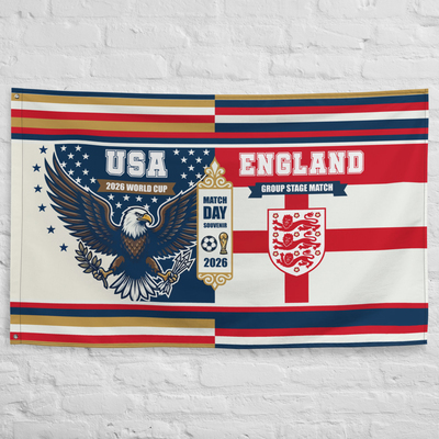 [only 4 left] usa vs england 2026 world cup match day premium commemorative flag - Thumbnail 2