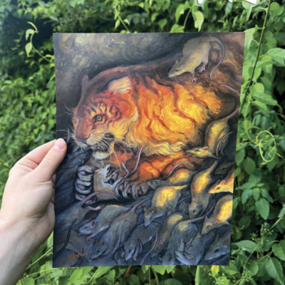 Tiger and rats painting (against the current) - 8.5 x 11" print