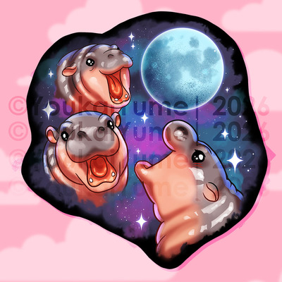 Pygmy hippo moon sticker