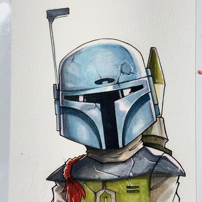 Boba fett star wars day sketch original art