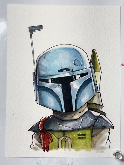 Boba Fett Star Wars Day Sketch Original Art
