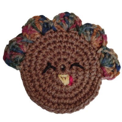 Crochet turkey coaster – thanksgiving table decor