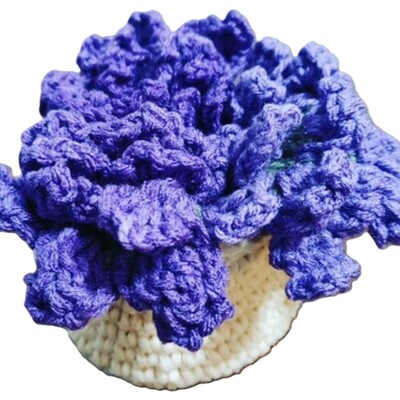 Crochet flower pot coaster set – cute basket with folded flower coasters