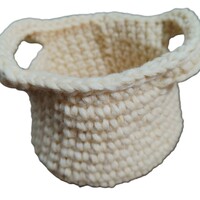 Crochet Flower Pot Coaster Set – Cute Basket with Folded Flower Coasters - Thumbnail 3