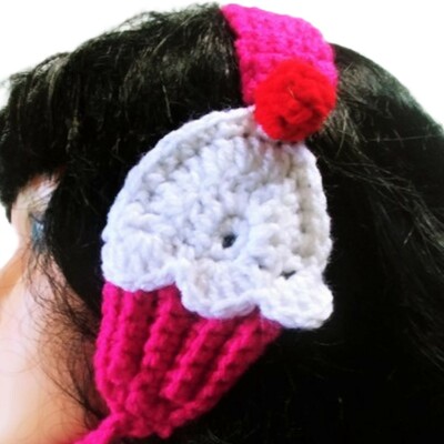 Cupcake ear covers – handmade crochet winter headband